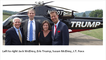 Left to right Jack McElroy, Eric Trump, Susan McElroy, J.T. Foxx